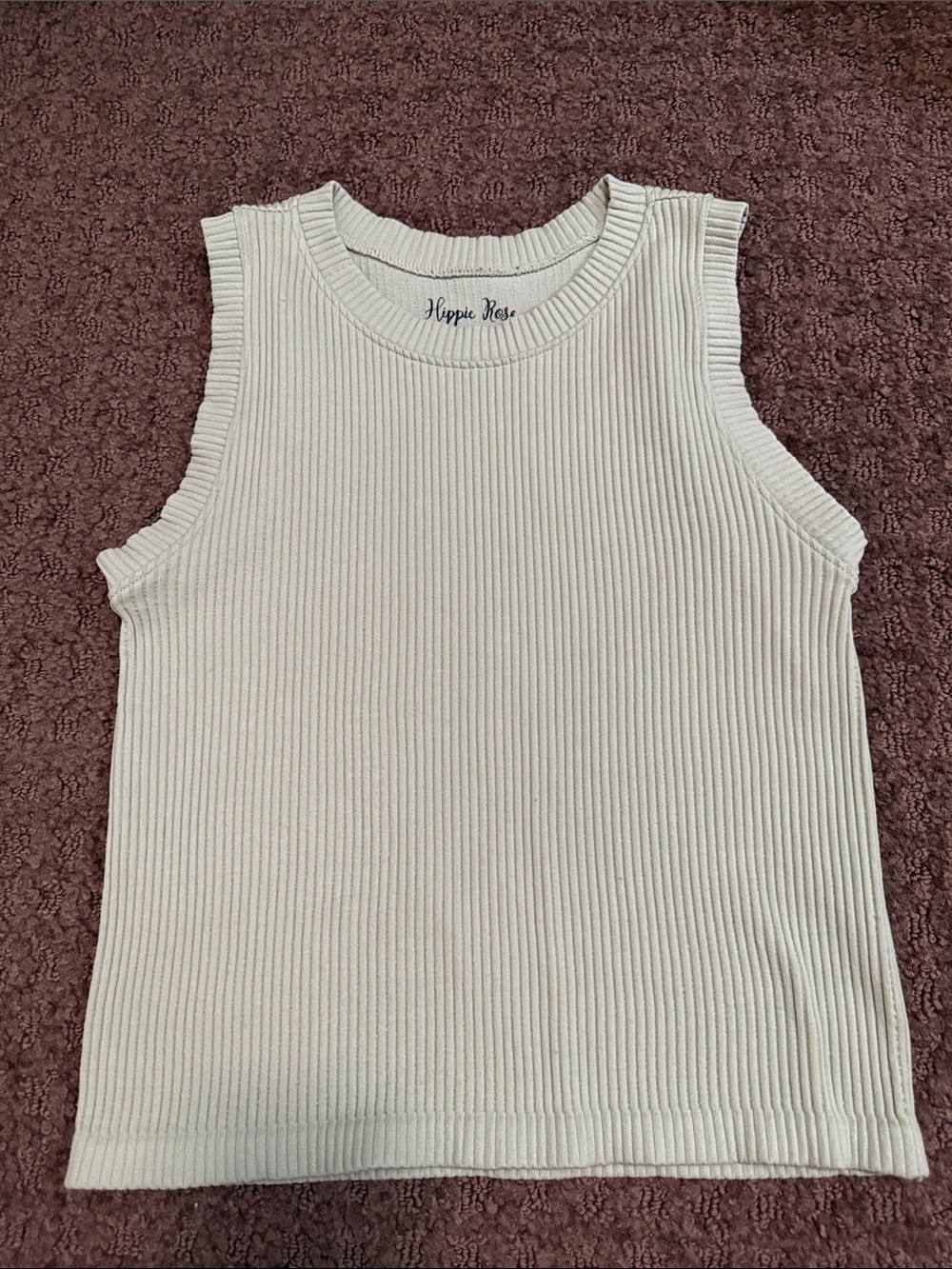 Hippie Rose Cream Ribbed Sleeveless Tank